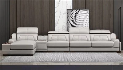 Sofá moderno gris claro en forma de L-